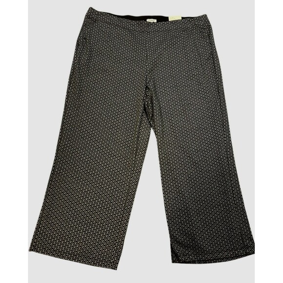 Max Studio Pants - Max Studio London Geo Cropped Wide Leg Black Elastic Waist  Trousers 3X